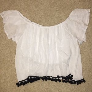 LA hearts off the shoulder top